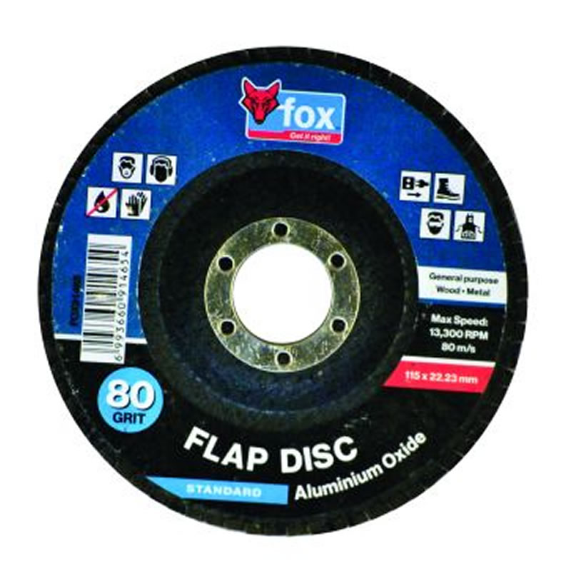 FOX ABRASIVE FLAP DISC ALUMINIUM OXIDE 115MM 80G